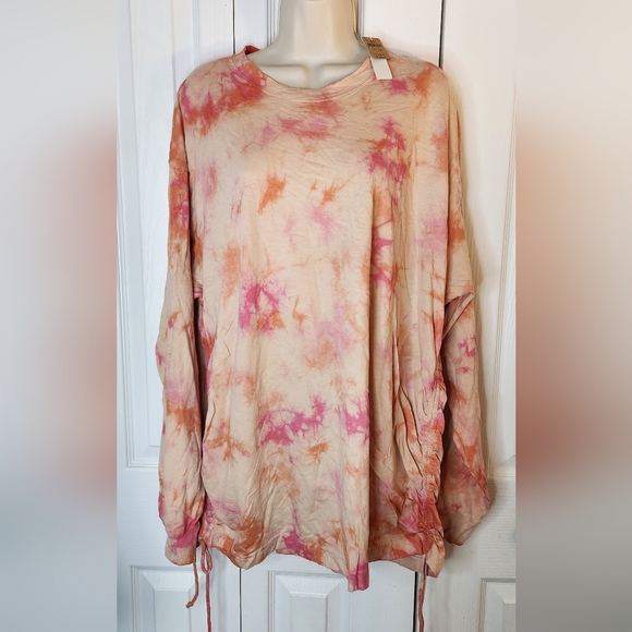 PINK Victoria's Secret Tops - NWT Victorias Secret Pink XXL Plus Size SPink Tie-Dye Long Sleeve Shirt